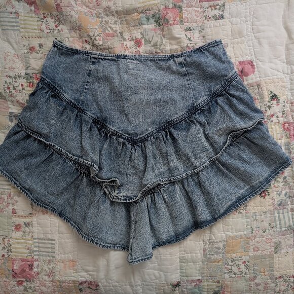 MOTHER RUFFLE DENIM SKIRT - Picture 2 of 5